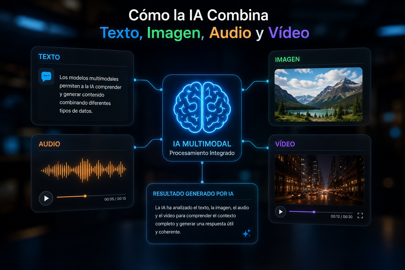 Modelos Multimodales: Cómo la IA Combina Texto, Imagen, Audio y Vídeo