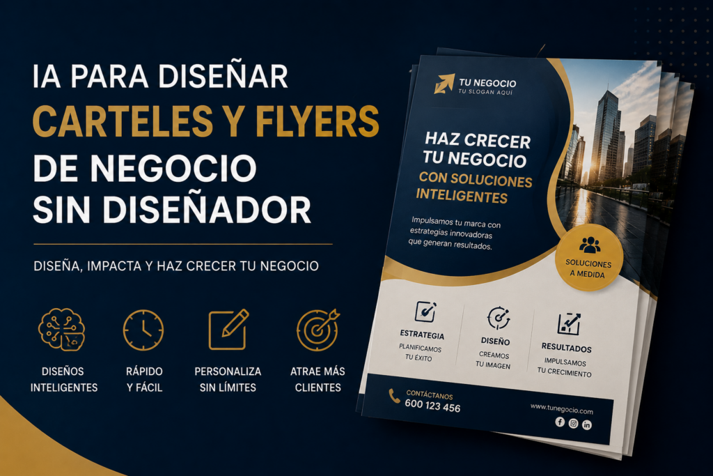 IA para diseñar carteles y flyers de negocio sin diseñador